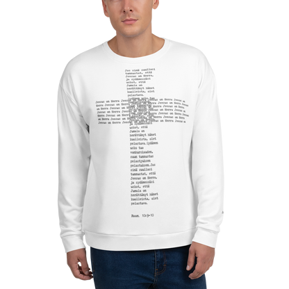 Jeesus on Herra -collegepaita, valkoinen